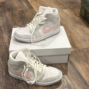 Women's Jordan 1 White and Pink Sneakers